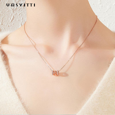 pendente de prata puro de Diamond Studded Necklace Clavicle Waist 18k do aniversário de 2.64g 40cm