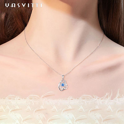 1,1 gramas 16.76mm Sterling Silver Jewelry Necklaces 5A CZ Sapphire Stone Necklace