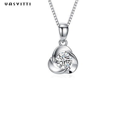 Da colar azul de Crystal Pendant Simple Zircon Ladies do trevo colar de galvanização da liga