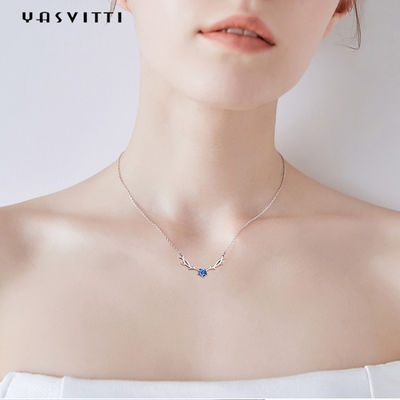 GV de prata real da colar da colar Hypoallergenic na moda do pendente do chifre dos cervos 2.8g de 45cm