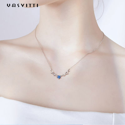 GV de prata real da colar da colar Hypoallergenic na moda do pendente do chifre dos cervos 2.8g de 45cm