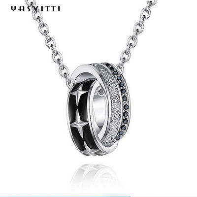 Chicotear a joia de aço inoxidável 0.1oz 2.6ft Ring Pendant Necklace dobro 316L
