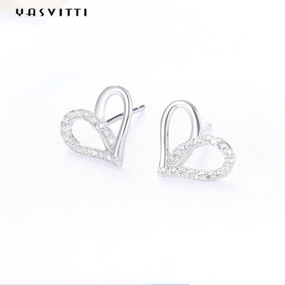7.7x9.5mm 1.1g Sterling Silver Heart Earrings Platinum chapeou as gotas de prata da orelha