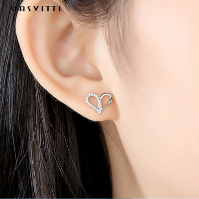 7.7x9.5mm 1.1g Sterling Silver Heart Earrings Platinum chapeou as gotas de prata da orelha