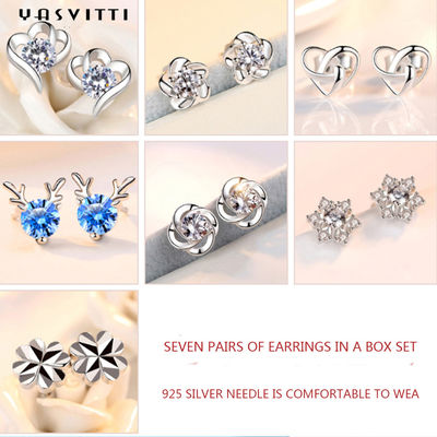 o brinco do amor do GV de Sterling Silver Jewelry Sets do chifre 92,5% 1.5g ajustou o chifre azul