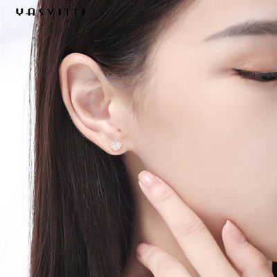o ouro de 0.25oz 0.07cm Sterling Silver Earrings 14K chapeou Shell Earrings de prata