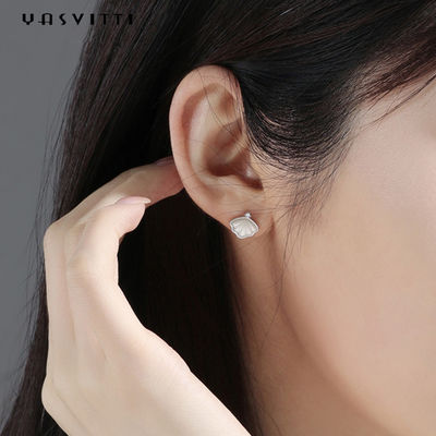 o ouro de 0.25oz 0.07cm Sterling Silver Earrings 14K chapeou Shell Earrings de prata