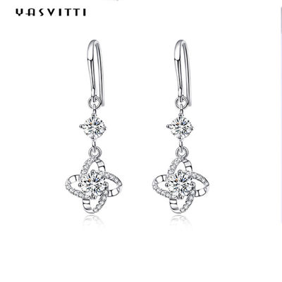 brinco do trevo da folha de 0.31x0.39in ZC Sterling Silver Jewelry Earrings Hypoallergenic quatro