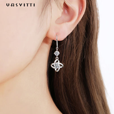 brinco do trevo da folha de 0.31x0.39in ZC Sterling Silver Jewelry Earrings Hypoallergenic quatro