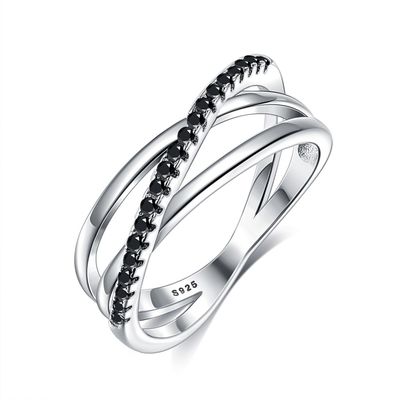 GV de Diamond Ring triplicar-se de 2.1g 0.172cm Sterling Silver Jewelry Rings 5A CZ