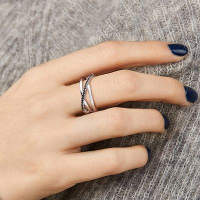 GV de Diamond Ring triplicar-se de 2.1g 0.172cm Sterling Silver Jewelry Rings 5A CZ