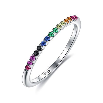 anel sem chumbo da cor do arco-íris do ODM de 21.1mm 1.2g Sterling Silver Jewelry Rings