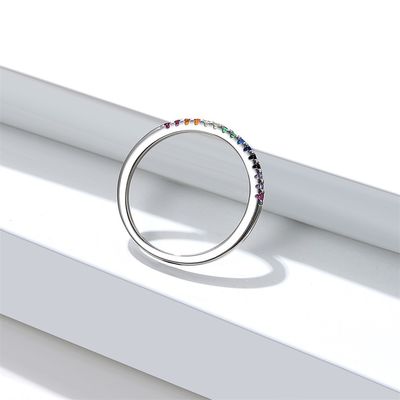 anel sem chumbo da cor do arco-íris do ODM de 21.1mm 1.2g Sterling Silver Jewelry Rings