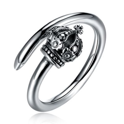anéis dados forma coroa de Ring Hypoallergenic Cluster Real Silver do acoplamento de 1.39g 17.3mm