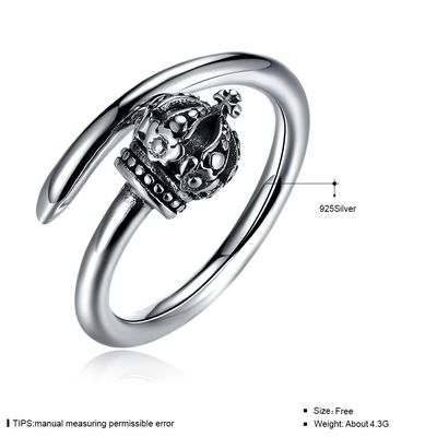 anéis dados forma coroa de Ring Hypoallergenic Cluster Real Silver do acoplamento de 1.39g 17.3mm