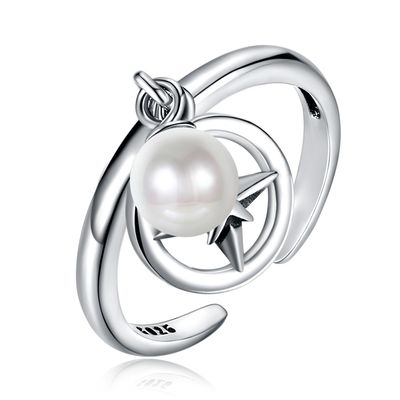 Anel de medida ajustável de abertura de 925 Sterling Silver Mountable Pearl Pendant