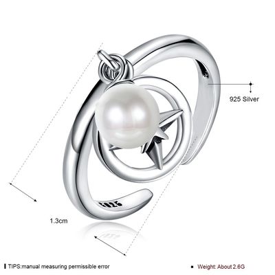 Anel de medida ajustável de abertura de 925 Sterling Silver Mountable Pearl Pendant