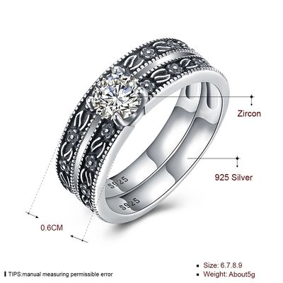 Grupo de alta qualidade das alianças de casamento do acoplamento de Sterling Silver Diamond Studded Cluster do clássico 925