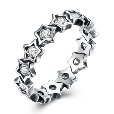 Presente do dia de 925 mães de Ring For Women Silver Jewelry do dedo da estrela do zircão de Sterling Silver Rings Paved Cubic