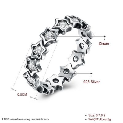Presente do dia de 925 mães de Ring For Women Silver Jewelry do dedo da estrela do zircão de Sterling Silver Rings Paved Cubic