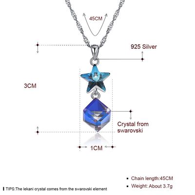 ODM Sterling Silver Diamond Necklace da colar da estrela do zirconita de 5A 3.7g 45cm