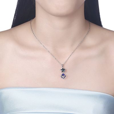 ODM Sterling Silver Diamond Necklace da colar da estrela do zirconita de 5A 3.7g 45cm