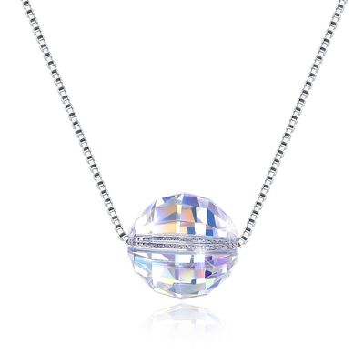 bola Aurora Crystal Diamond Necklace de 3.5g 17in Sterling Silver Jewelry Necklaces 8mm