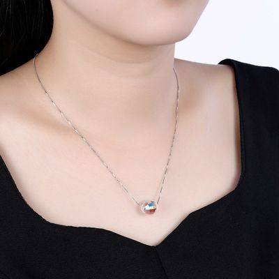 bola Aurora Crystal Diamond Necklace de 3.5g 17in Sterling Silver Jewelry Necklaces 8mm