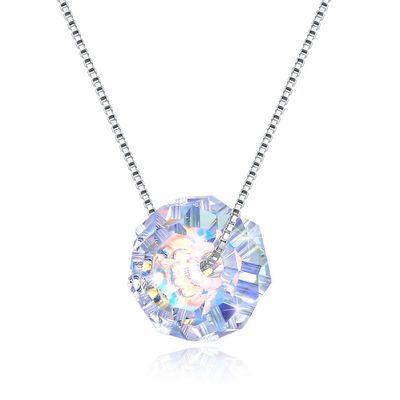 GV de 43cm Crystal Ball Pendant Necklace 18k Valentine Antique Silver Necklace