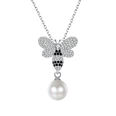 Pérola 3.93g Sterling Silver Jewelry Necklaces do cristal 0.27in da borboleta do ODM da forma