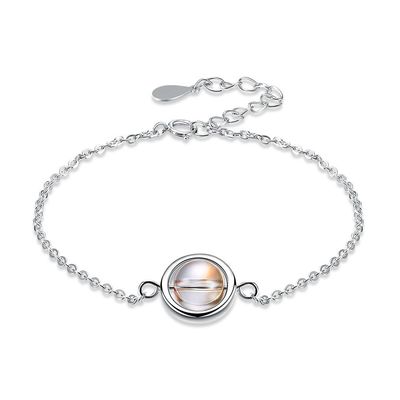 bracelete redondo ajustável do grânulo de 0.64ft 2.4g Sterling Silver Slider Bracelets S925