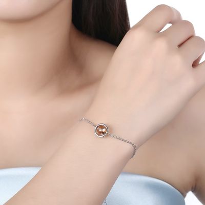 bracelete redondo ajustável do grânulo de 0.64ft 2.4g Sterling Silver Slider Bracelets S925