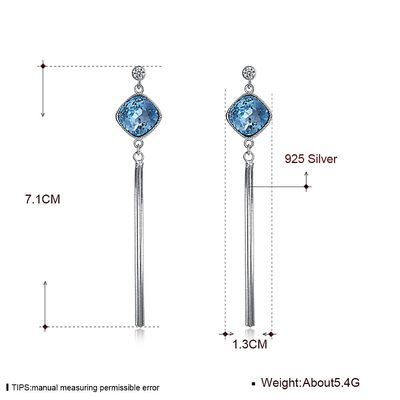 GV do brinco da gota da borla de 7.1cm 0.19oz Sterling Silver Jewelry Earrings Unisex