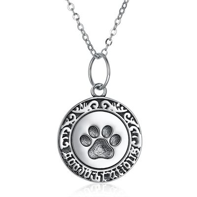 colar de prata de 16in 0.9g Paw Print Necklace Lovely 3A CZ 925