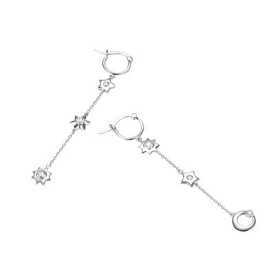 GV dos brincos da gota da liga da estrela de 1.75g 3.7in Sterling Silver Jewelry Earrings Moon