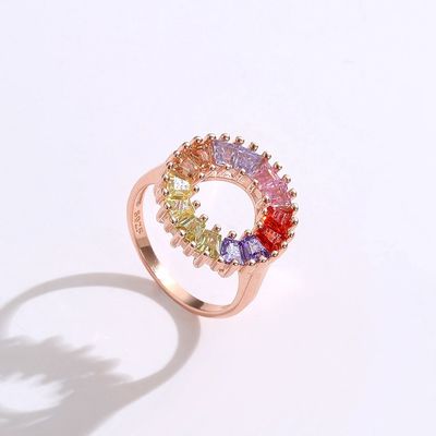 graduação Rose Gold Vermeil Ring das mulheres do anel de noivado do zircão 3.4g de 14.1mm