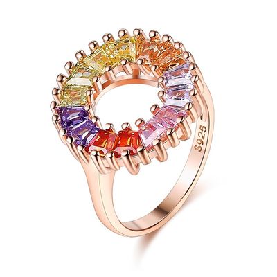 graduação Rose Gold Vermeil Ring das mulheres do anel de noivado do zircão 3.4g de 14.1mm