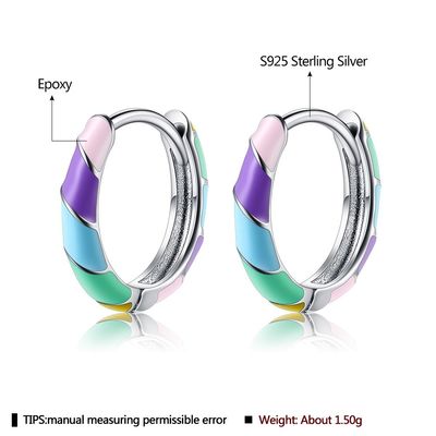 2.5x20mm ODM colorido dos brincos da aro de Sterling Silver Jewelry Earrings S925 de 1 grama