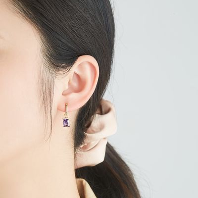 a platina dos grupos de 0.67in 2.2g Sterling Silver Jewelry chapeou os brincos de prata da agulha da CZ