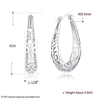 o ouro da luz do brinco do metal da liga de prata de 3x2.1cm lustrou Sterling Platinum Plated