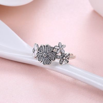 As faixas da joia de Rose Ring Sterling Silver Rose Flower Heart Ring Adjustable Open Ring Love prometem Ring Gift For Women