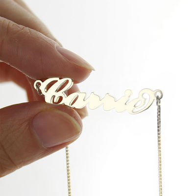 ouro feito sob encomenda Carrie Style Name Necklace das colares 18K da prata da corrente 0.07oz de 55cm