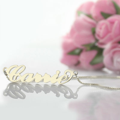 ouro feito sob encomenda Carrie Style Name Necklace das colares 18K da prata da corrente 0.07oz de 55cm