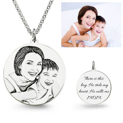 colar gravada da imagem das colares de 0.11oz 0.98in noivo de prata feito sob encomenda