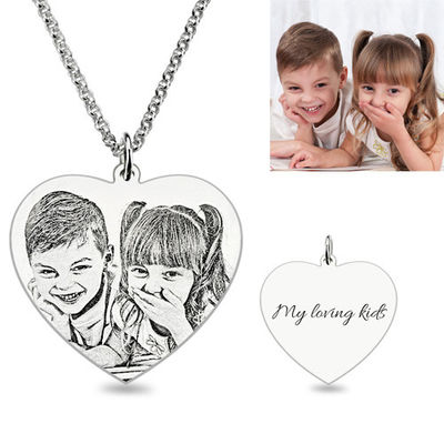 0.88in ODM de prata feito sob encomenda de Sterling Silver Photo Engraved Necklace de 3 colares do grama