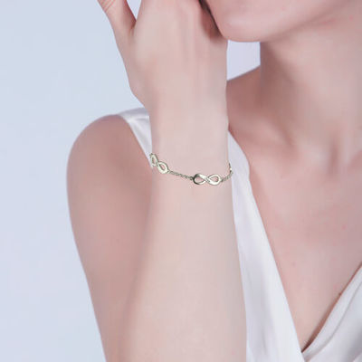 7.5in noivo do bracelete do nome de uma infinidade de 6 gramas personalizou o GV das pulseira do nome