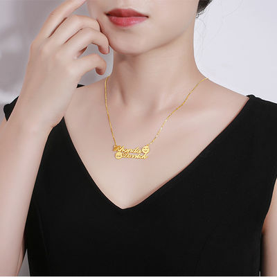 colar inicial memorável do nome da colar S925 do ouro de 1.8ft 0.07oz Emoji