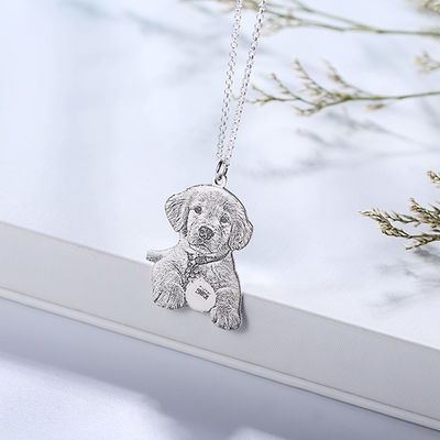 colar personalizada na moda de prata 2.2cm feita sob encomenda da etiqueta de cão das colares S925 de 0.87in
