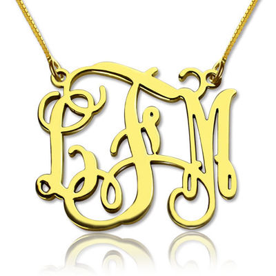 1.8ft 0.07oz personalizou o ouro da colar do monograma chapeou três GV da colar da letra