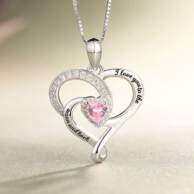 GV dado forma coração de 0.2in 0.14oz Diamond Necklace Moon Birthstone Necklace